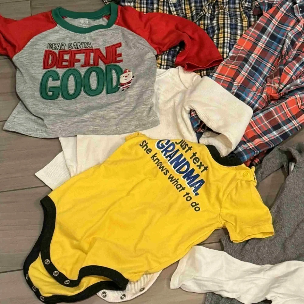 12pc bundle lot boys 18m clothing no stains or wear shirts & one pieces